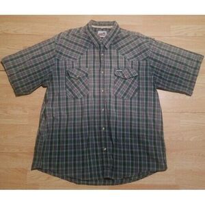 Cowboy Hardware Mens‎ 2XL Pearl Snap Short Sleeve Western Shirt Plaid Heavy Duty